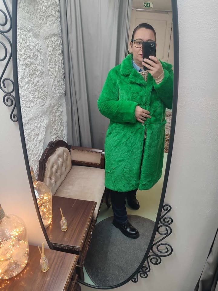 casaco tedy verde comprido