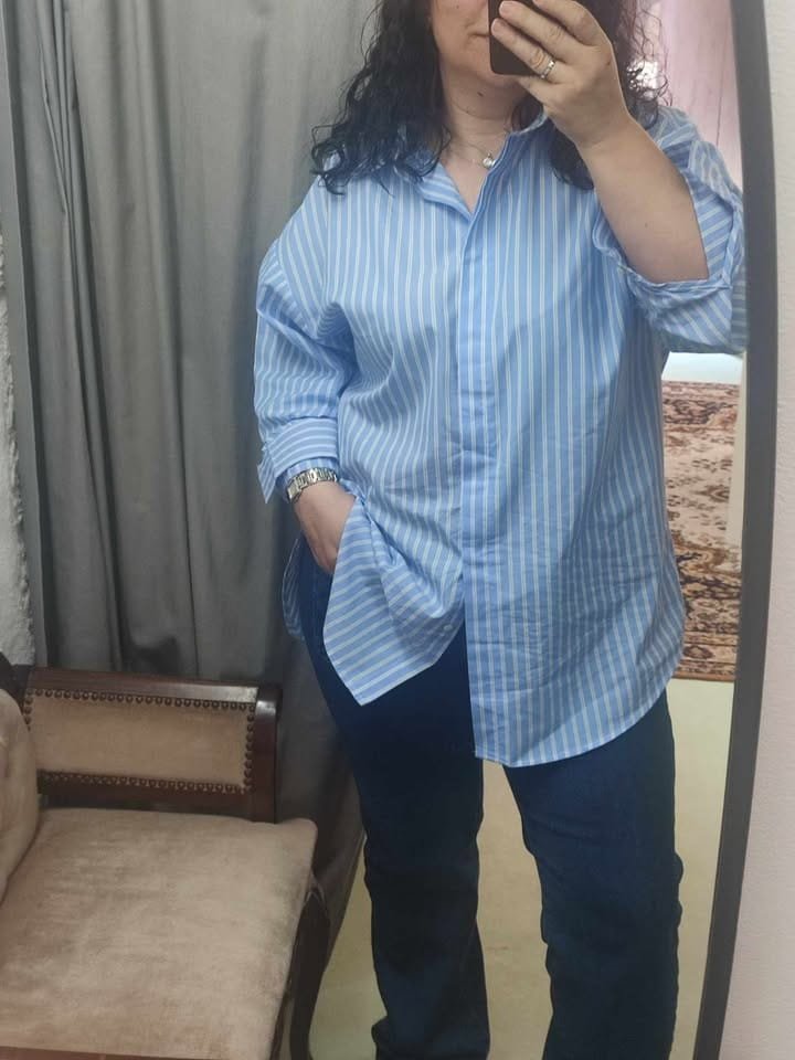 camisa risa de giz comprida