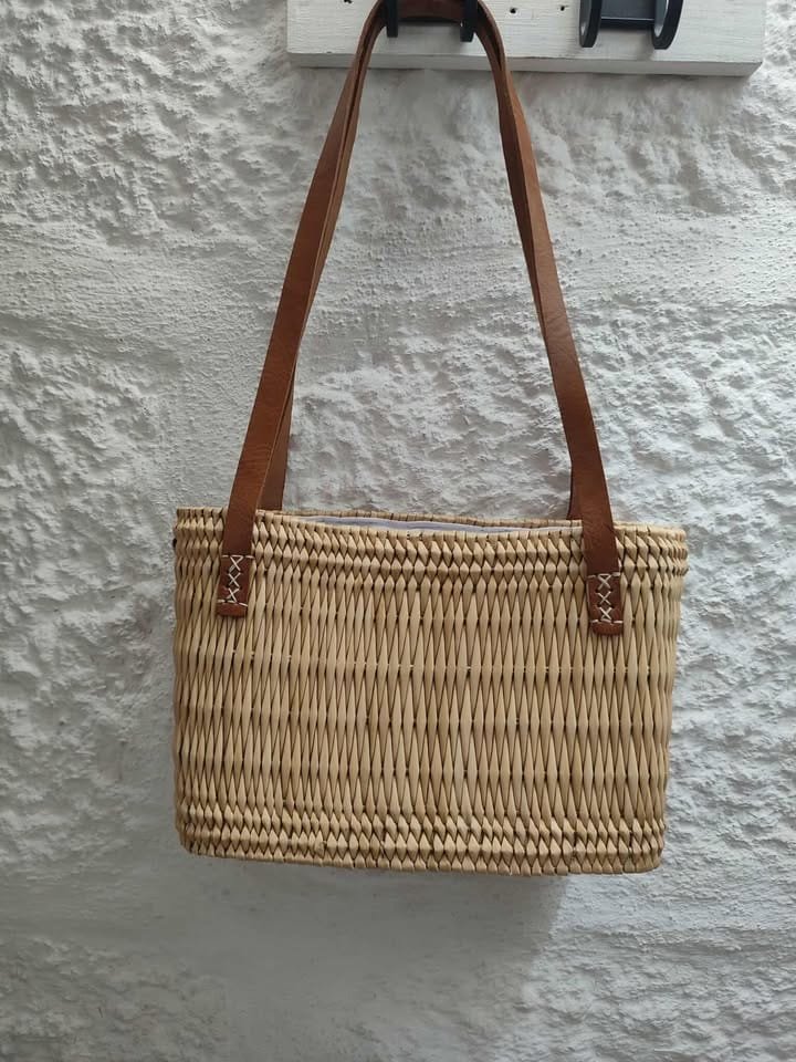 bolsa retangular palha natural